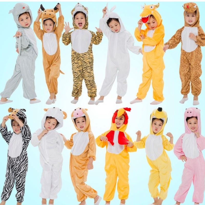 Trang phục động vật của trẻ em Trang phục Khủng long Trang phục Piggy Frog Rabbit Tiger Rat Cow Hiệu suất