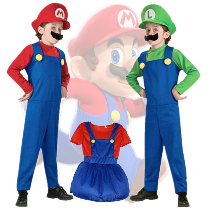 Trẻ em siêu mari bros cosplay jumpsuit phù hợp với bé gái halloween anime fantasy romper luigi anh em trang phục trang phục
