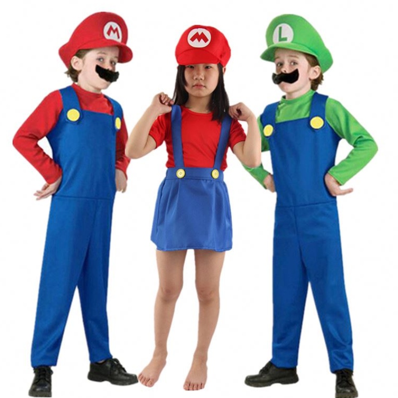 Trẻ em siêu mari bros cosplay jumpsuit phù hợp với bé gái halloween anime fantasy romper luigi anh em trang phục trang phục
