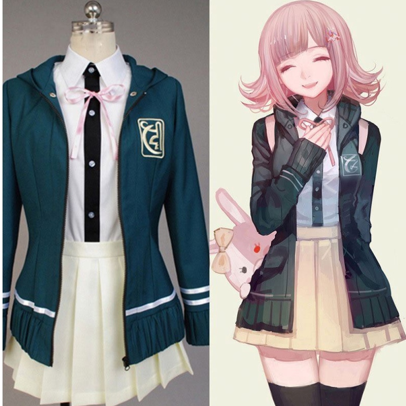 Học sinh trung học đồng phục Anime Danganronpa Nanami Chiaki Cosplay Trang phục Váyngắn Slev