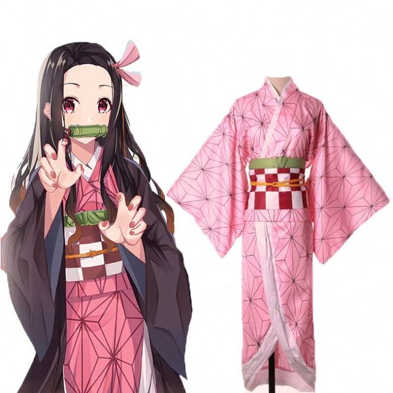 Trẻ em trưởng thành Anime Demon Slayer Kimetsu No Yaiba Tanjirou Kamado Nezuko Zenitsu Shinobu Cosplay Women Kimono Cosplay Trang phục tóc giả