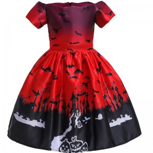 2022 Amazon Halloween Trang phục hoạt hình satin in satin trẻ em