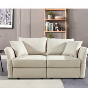 Phía da giả trang phục sofa phòng khách với túi lưu trữ