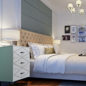 Nhà máy may mắn Tùy chỉnh tủ đồ ngủ MDF Nhà mặc kệ mái nhà