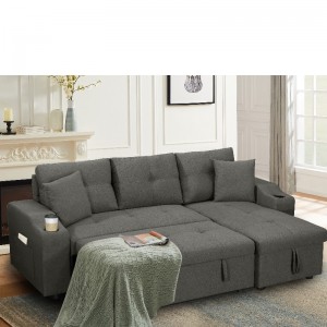 Fabric Chaise mặt sofa phòng khách giường sofa giường với Ottoman