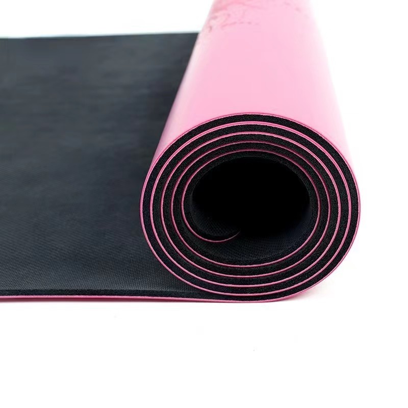 In hoặc Asana Line PU Rubber Yoga Mat Bán buôn, hỗ trợ logo và hoa văn tùy chỉnh, thể thao không độc hại thân thiện với môi trường
