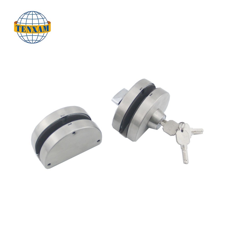 Thương mại kính không khung sang kính đu đôi trượt với các phím bằng thép không gỉ bảo mật khóa cửa kính chính