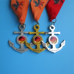 Huy chương giải thưởng với Ribbon Blank Gold Silver Bronze Holiday Run Huy chương Thể thao kim loại