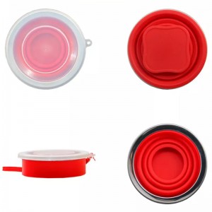 Du lịch cà phê cắm trại bằng thép không gỉ silicone có thể gập cốc silicon gấp cốc cắm trại với mí mắt có thể mở rộng cốc uống để đi bộ đường dàingoài trời