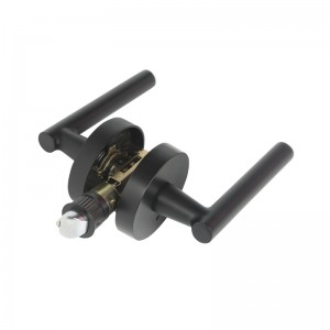 R7506 Tay cầm cửa màu đen với thiết kế tròn mỏng hiện đại cho phòngngủnhà hoặc phòng tắm riêng tư, khóa cửa không chìa khóa