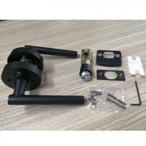 R7506 Tay cầm cửa màu đen với thiết kế tròn mỏng hiện đại cho phòngngủnhà hoặc phòng tắm riêng tư, khóa cửa không chìa khóa