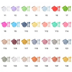 Cho bé ăn đặt Silicone Bowl Fork Fork cho trẻ mới biết đi Bowl động vật dễ thương Silicon Silicon Đặt thức ăn cho trẻ em cho trẻ em cung cấp