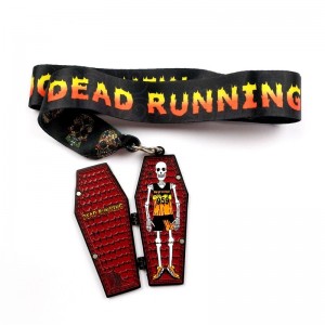 Metal Die Casting 7/8 inch Matte Black Metal Huy chương Halloween Clamshell Huy chương thể thao