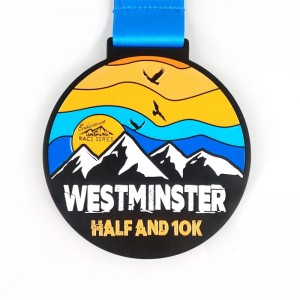 Huy chương giải thưởng logo tùy chỉnh củanhà máy Gag với ruy băng màu vàng bạc danh dự danh dự chạy marathon marathon kim loại huy chương thể thao