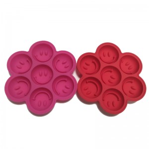 Molde Redondo de Silicona Para Cubitos de Hielo, Con 7 orificios, Con Rejilla de Hielo, Cara Sonriente Creativa