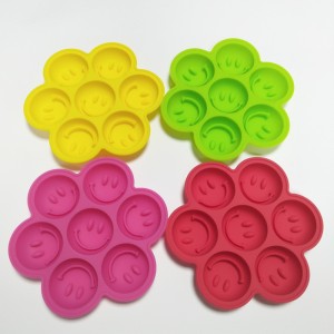 Molde Redondo de Silicona Para Cubitos de Hielo, Con 7 orificios, Con Rejilla de Hielo, Cara Sonriente Creativa
