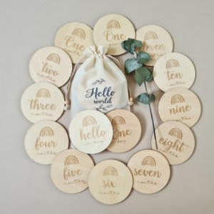 Cổ vật bằng gỗ mang thai Tháng mang thai Thẻ quan trọng bằng gỗ Thẻ kỷniệm hàng tháng