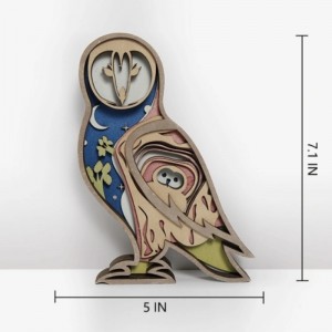 3D Owl gỗ thủ công mỹ nghệ trang trí