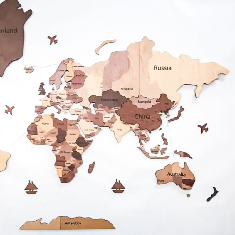 Bản đồ thế giới bằng gỗ 3D