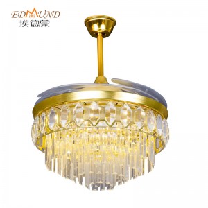 Quạt trần K007 với ánh sáng 3 màu 42 inch từ xa với loa Crystal Fan Chandelier