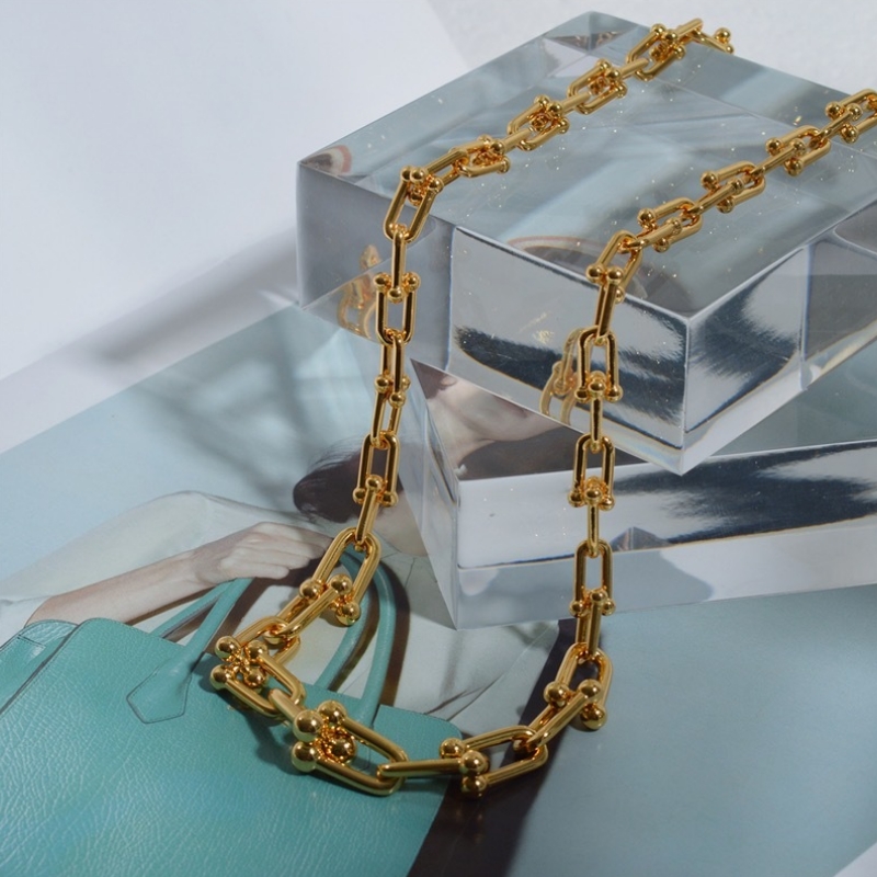 Chuỗi dây chuyền dàynữ Châu Âu và Hoa Kỳ Ins Light Light Sang trọng Chuỗi Xuất cổ Horseshoe Buckle Buckle