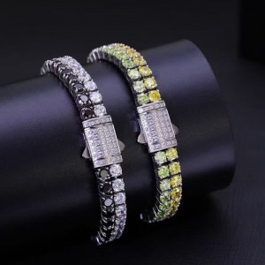 Double Row Diamond Thép không gỉ không bị mờnhạt trong vòng tay quần vợt kim cương carbon cao