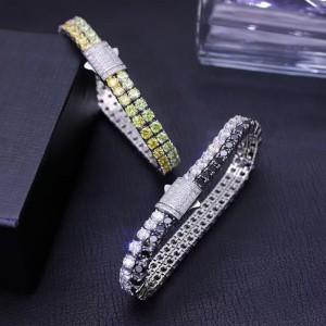 Double Row Diamond Thép không gỉ không bị mờnhạt trong vòng tay quần vợt kim cương carbon cao