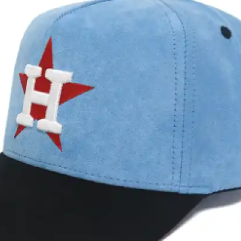 Thiết kế mũnóng 5 Bảng điều khiển mũ bóng chày màu xanh và đen với logo tùy chỉnh thêu phẳng và mũ thêu 3D