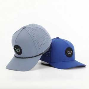 Thời trang mới tùy chỉnh PVC Patch Logo 5 Bảng Golf Sport Polyester Sport Polyester, Laser Cut Perforated Dad Gorras, Cap bóng chày dây