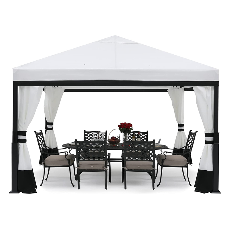 Gazebo trong vườn với máinhà có thể thu vào