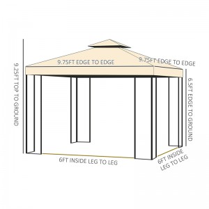 10 \\\\ \'x 10 \\\\\' Kim loạingoài trời Gazebo Garden Canopy với rèm cửa lưới có thể tháo rời