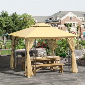 10 \\\\ \'x 10 \\\\\' Kim loạingoài trời Gazebo Garden Canopy với rèm cửa lưới có thể tháo rời