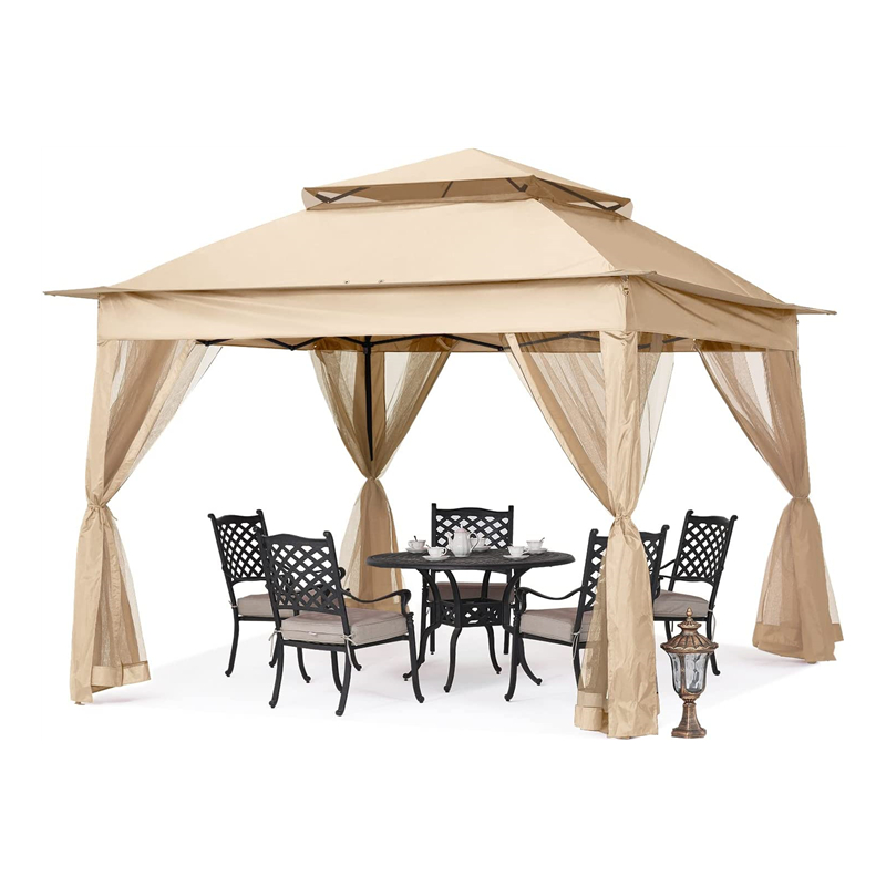 Vườn cung cấp Pergolanhômngoài trời Gazebo Hoạt độngngoài trời sử dụng với Muỗi Net, Vàngnhạt