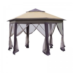 13 \\\\ \'x 13 \\\\\' Pop Up Gazebo hình lục giác với 6 lưới lưới có khóa kéo, lều sự kiện 2 tầng với khung thép mạnh mẽ