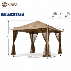 10x 10ft hiên hiênngoài trời có lưới với lưới chống muỗi cho bãi cỏ, vườn, sân sau,nâu
