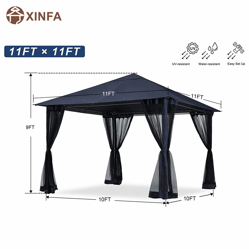 10x 10ft hiên hiênngoài trời GaZebo với lưới chống muỗi cho bãi cỏ, vườn, sân sau, màu xanh