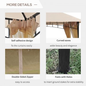 10 \\\\ \'x 10 \\\\\' Lều Gazebongoài trờingoài trời với các mặt bằng lưới, tán cây 2 tầng cho sân sau, màu be