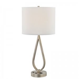 Đèn bànngủ với hoàn thiện bạc cổ, đèn bàn với ổ cắm tiện lợi và cổng USB