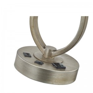 Đèn bànngủ với hoàn thiện bạc cổ, đèn bàn với ổ cắm tiện lợi và cổng USB