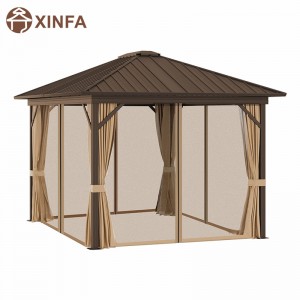 10 \\\\ \'x 12 \\\\\' Mái thép mạ kẽm Hardtop Cover Gazebo với lưới và rèm cửa