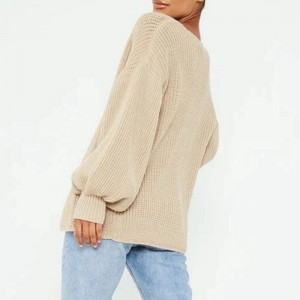 Cardigan dệt kim với tay áo bóng dài và phía trước mở
