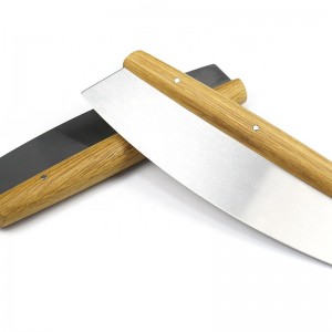 OEM/ODM 304 Thép không gỉ Pizza Pizza Slicer với tay cầm gỗ sồi