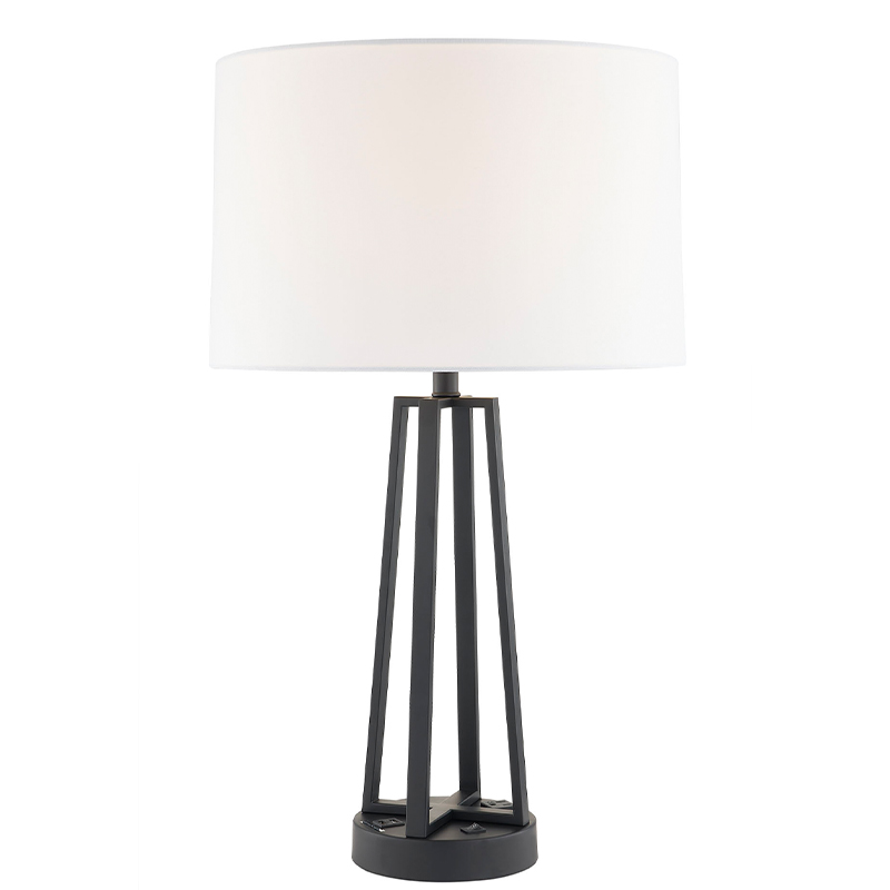 Ánh sáng Dark Bronze Nightsand với On/off Rocker Switch, một ổ cắm tiện lợi và cổng sạc USB tại phòng khách của khách sạn