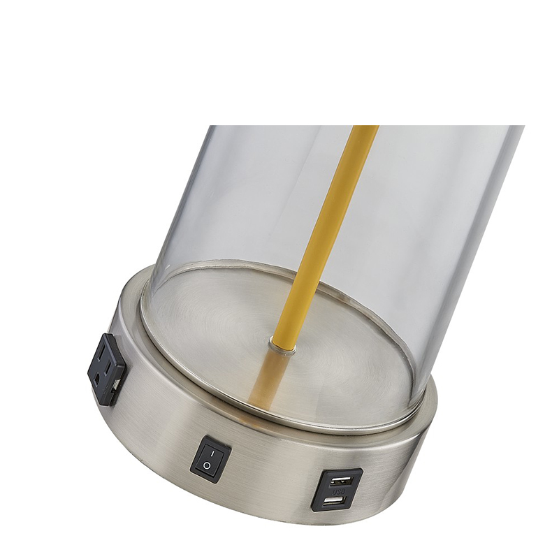 Trang chủ2 Đèn bàn kính khách sạn với một công tắc rocker/off, một ổ cắm tiện lợi và cổng sạc USB tại phòng khách của khách sạn