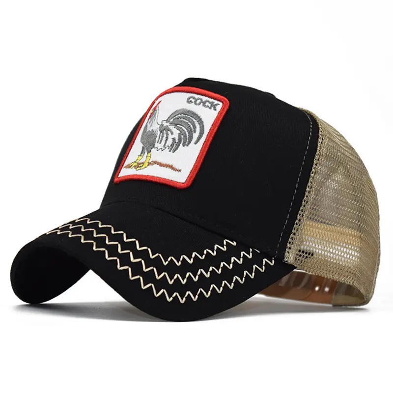 Thời trang bán buôn 5 bảng hoạt hình thể thao Mũ thể thao thêu lưới Gorros Mũ bóng chày Mũ xe tải động vật Mũ xe