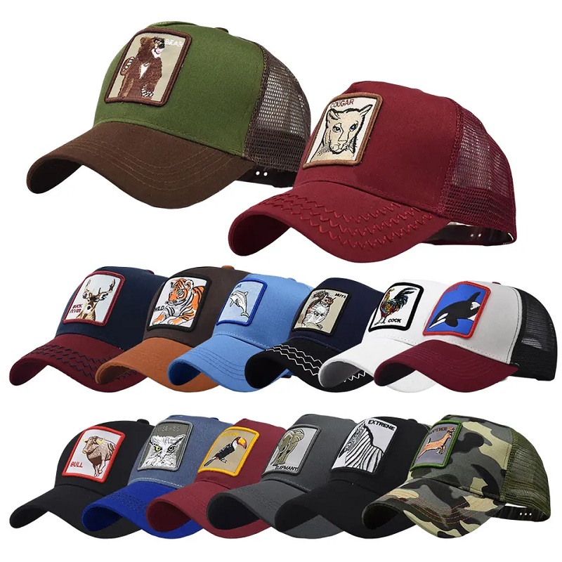Thời trang bán buôn 5 bảng hoạt hình thể thao Mũ thể thao thêu lưới Gorros Mũ bóng chày Mũ xe tải động vật Mũ xe