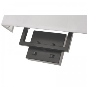 Hampton Inn Hotel Half Half hình chữnhật Đèn tường với lớp hoàn thiện màu đen mờ, hai trên/off Rocker Switches tại phòng khách của khách sạn