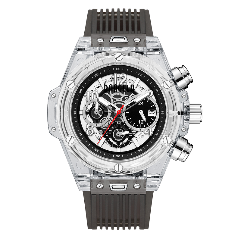 Baogela Thương hiệu đầy đủ Đồng hồ trong suốt XEM XÃ HỘI THÔNG BÁO THỜI TRANG THỜI TRANG MAIDOJ Sáng tạo đàn ông sáng tạo Phụnữ Chronograph Quartz Watch 20013