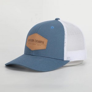 Tùy chỉnh chất lượng cao 6 Bảng điều khiển Richardson 112 Cap Style Cotton có cấu trúc lưới Trucker với miếng vá da