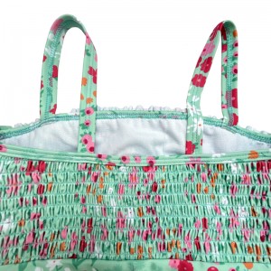 Hoa in một mảnh shirr trẻ em đồ bơi